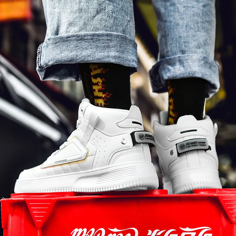 

PULOMIES Men Flat Shoes Running Shoes Tennis Sport Sneakers High-Cut Platform Fashion Casual Walking Skateboard Ankle Boots 39