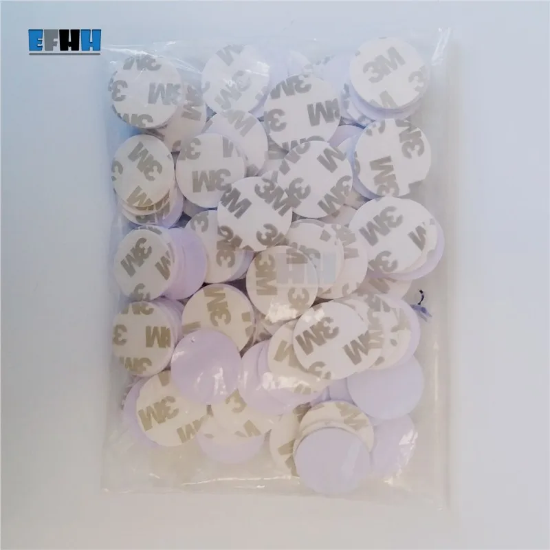 125 кГц EM4100 диаметр 25 мм RFID монетная карта с 3M аденсивной наклейкой только для чтения TK4100 ID карта в картах контроля доступа 1 шт./лот