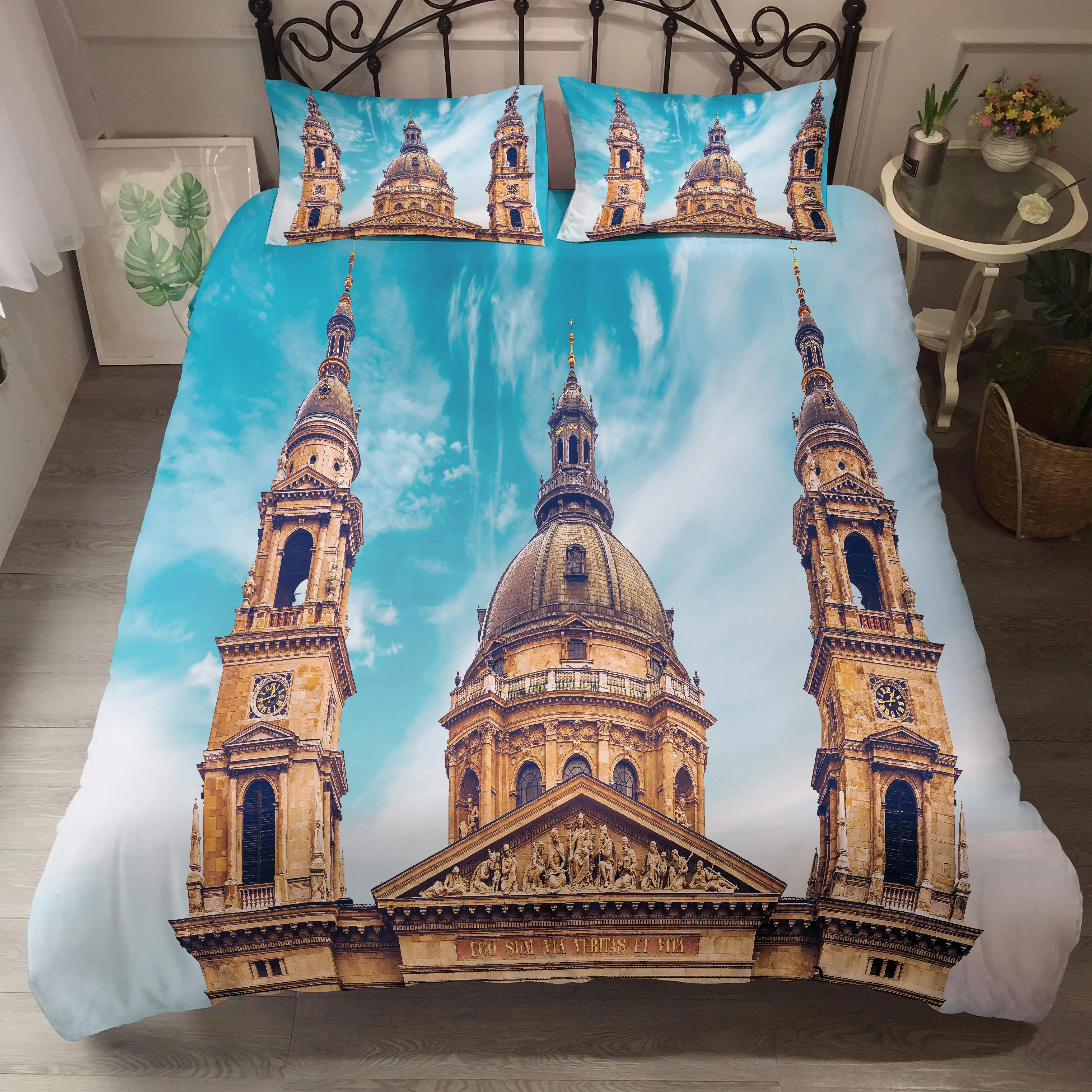 

Nordic Budapest-St. Stephen's Basilica Bedding Set 3D Scene Printed Comforter Duvet Cover 90x190 Home Decor Luxury Bed Lines