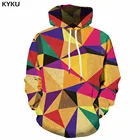 Мужская толстовка KYKU, черная Повседневная Толстовка с капюшоном и длинным рукавом, с 3D-принтом Тетрис, психоделическая толстовка, аниме