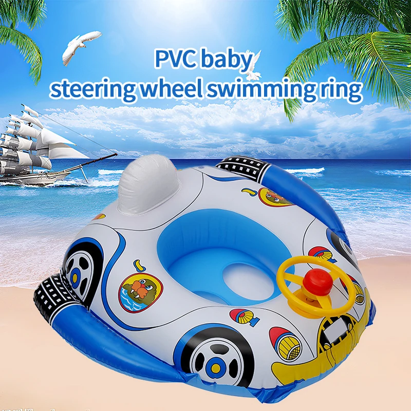 

Baby Swimming Ring Summer Inflatable Toddler Float Mattress Kid Child Swim Pool Water Cartoon Seat Car Trainer With Wheel Horn