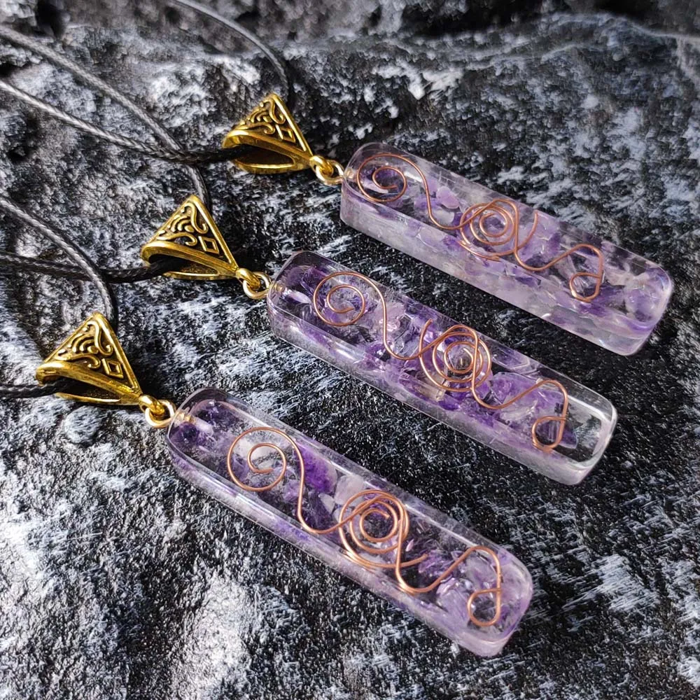 

Reiki Healing 7 Chakra Orgone Amethyst Pendant Necklace Amulet Natural Chakra Orgone Crystal Energy Necklaces For Women Men Gift