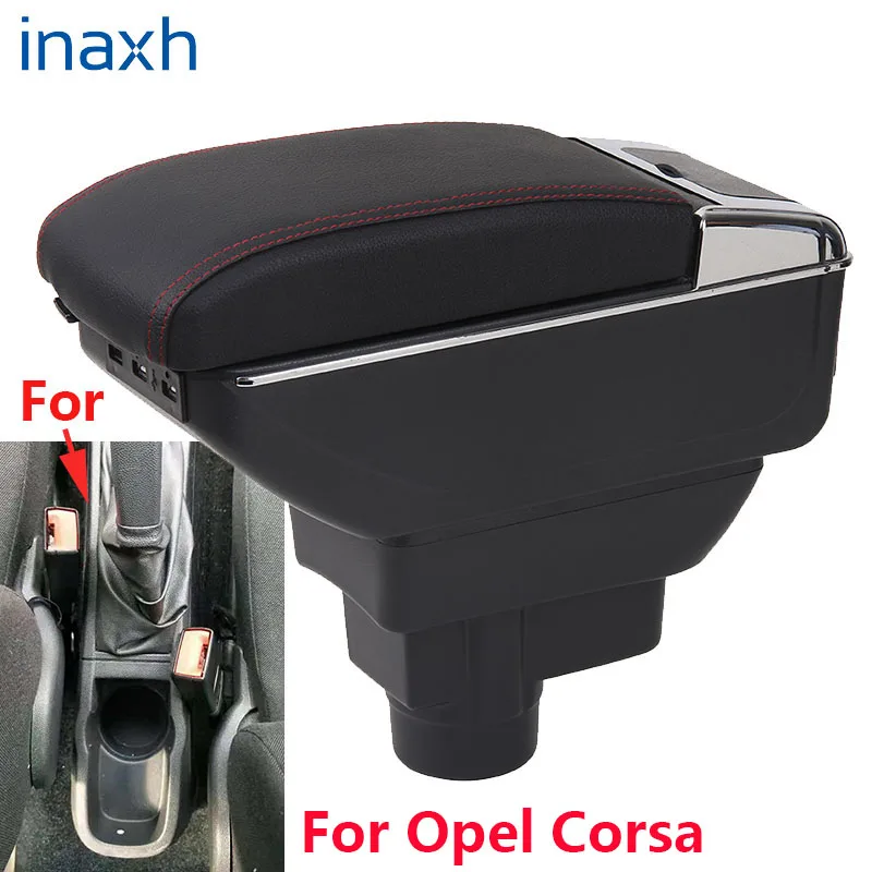 

For Opel Corsa D Armrest box For Opel Corsa Car armrest interior storage box Retrofit parts accessories USB LED lights
