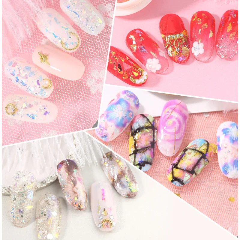 

1box High-quality Cellophane Fragments Shiny Irregular Candy Paper Aurora Symphony Sequins DIY Nail Decoration Supplies