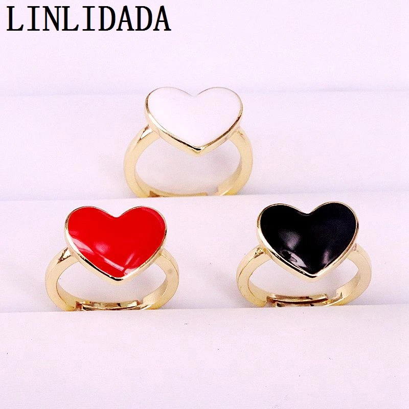 

12Pcs Trendy Copper Heart Shape Enamel Ring for Women wedding jewelry gift