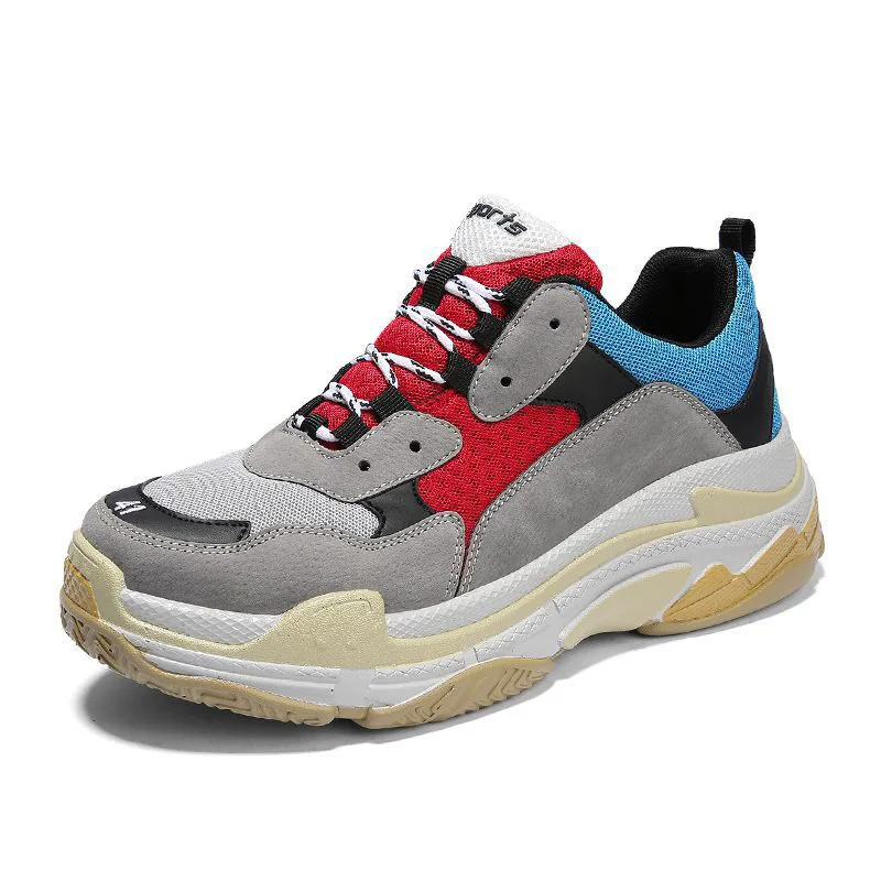New sports shoes fashion wild tide shoes large size men's thick sole casual running shoes - Цвет: 7551RED