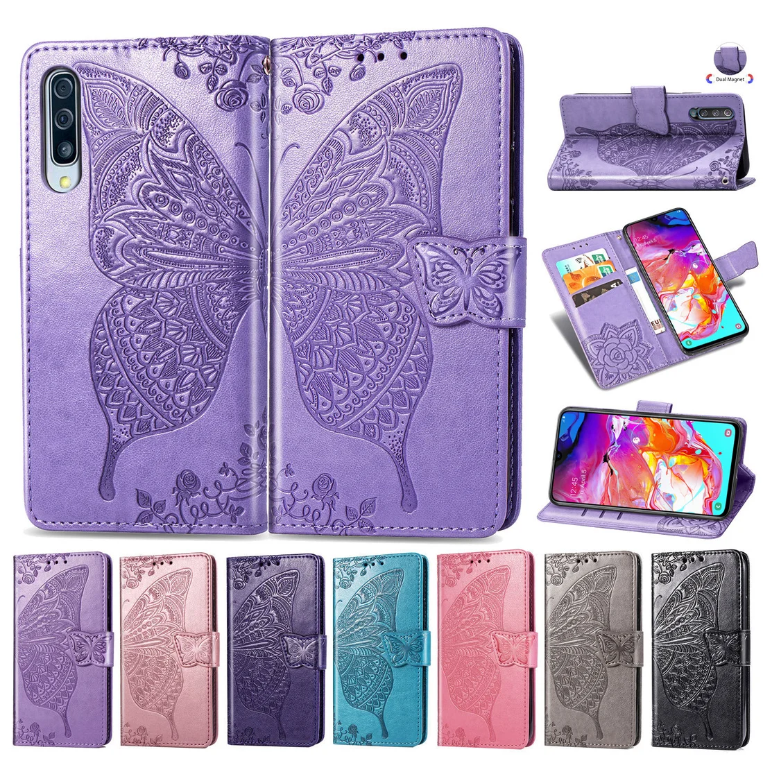 Чехол для Samsung Galaxy A80 A70 A60 A50 A40 A30 A20 A20E A10 M30 M20 M10 откидной кожаный чехол-кошелек с