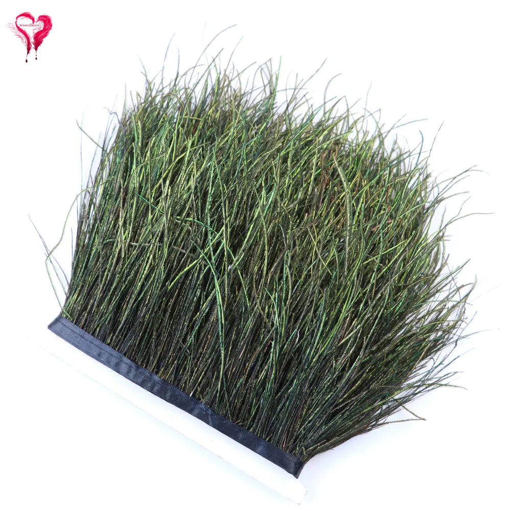 2 ярдов натуральное павлинье перо шелковая кисточка отделка боковая лента