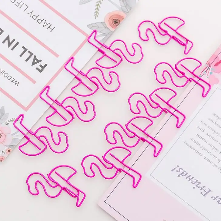 

10 Pcs/set Cute Pink Animal Pig Flamingo Bookmark Metal Paper Clips Binder Photo Memo Clip School Office Supply Gift Stationery