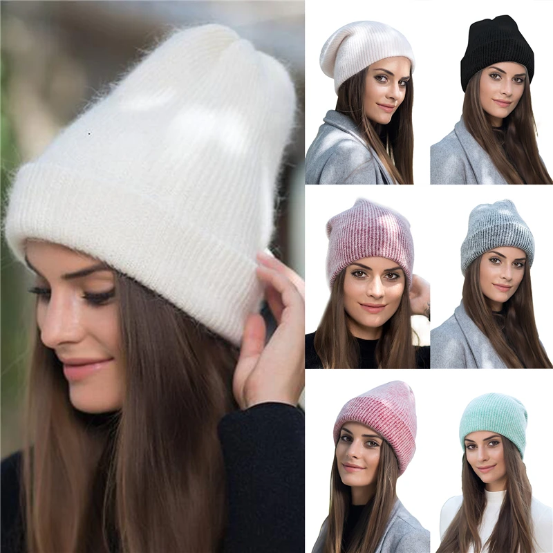 

Зимняя Новая женская шапка бини теплая простая повседневная кепка без полей модная однотонная женская кепка