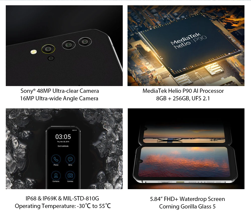 Мобильный телефон Blackview BV9900 прочный IP68 8 ГБ + 256 Восьмиядерный процессор Helio P90 на