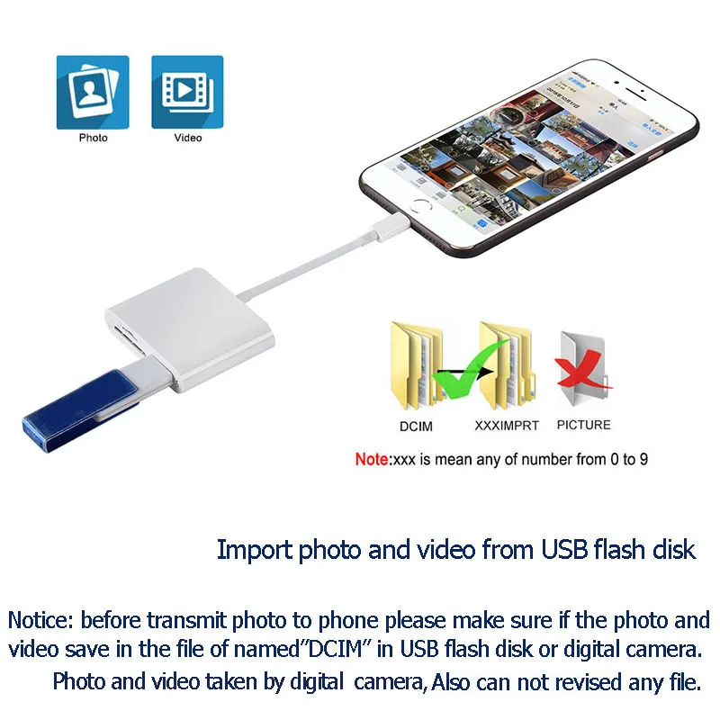 OTG USB адаптер для камеры lightning/micro SD/TF карт|Переходники и адаптеры| |