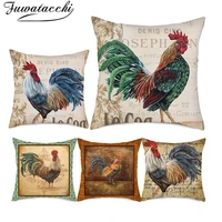 fuwatacchi rural scenery cock cushion covers sunflowers printed pillow covers for home sofa decorative throw pillowcases 4545cm