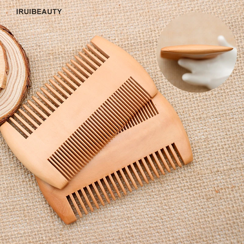 

New Peach Wood Beard Comb Ultra-Dense Thickened Wide-Tooth Wood Comb Modeling Tool Double-Sided Grate Comb Beard Comb