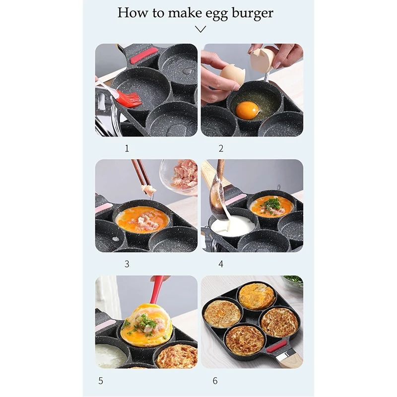 

New Four-Hole Frying Pan Frying Pan Non-Stick Smoke-Free Breakfast Kitchen Cooking Pan