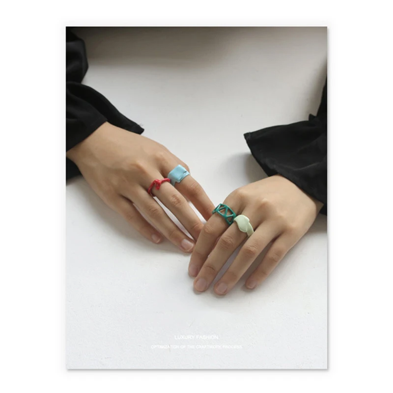 Fashion Colorful Round Ring Simple Geometry Copper Enamel Exquisite Set Women Charm Jewelry Gift for Daily | Украшения и