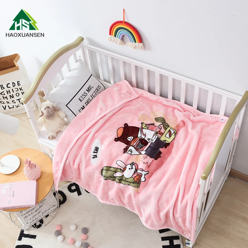 

Cartoon Thicken Throw Blanket Fluffy Soft Sofa Children's All Seasons Flannel Bedspread Sheets Cartoon Cute Rabbit Bear 2 Color