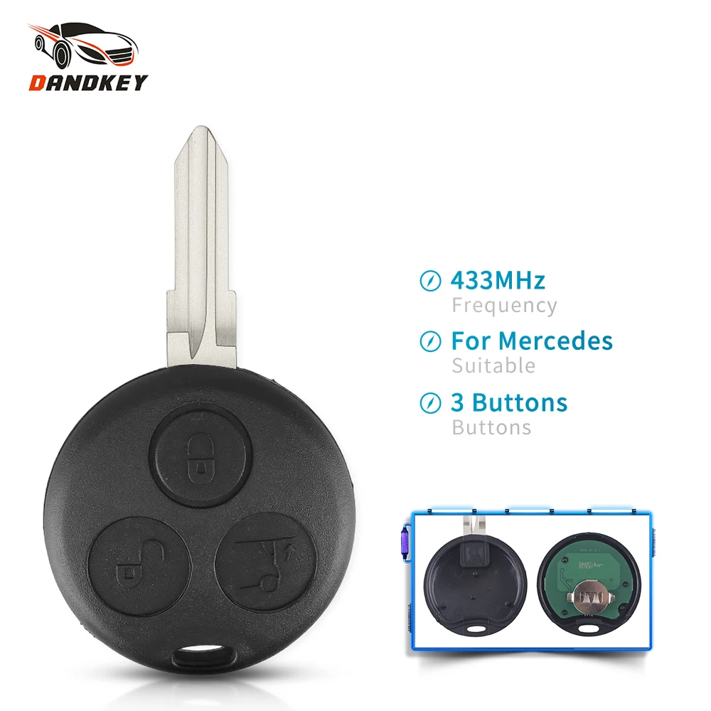 

Dandkey 10 шт. 433 Мгц дистанционный Автомобильный ключ для Mercedes Benz Smart Fortwo 1998-2006 Forfour Roadster Coupe Crossblade Cabrio Roadster