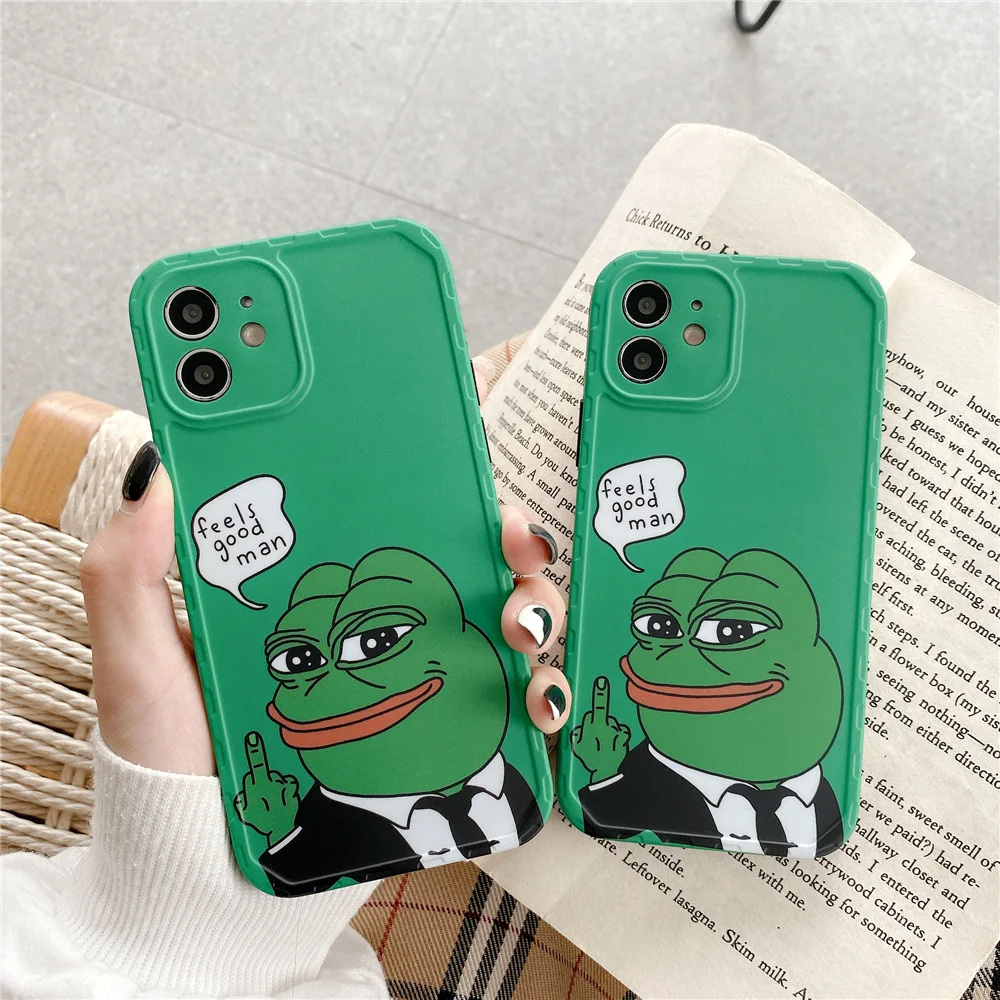 Чехол-накладка для iPhone 12 Pro Max 11 7 8 Plus XR X XS SE мягкий с изображением забавных лягушек