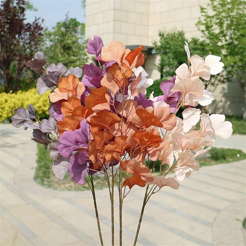 10 шт. поддельные с длинными стеблями гинкго билоба (4 стеблей долларов США/шт)