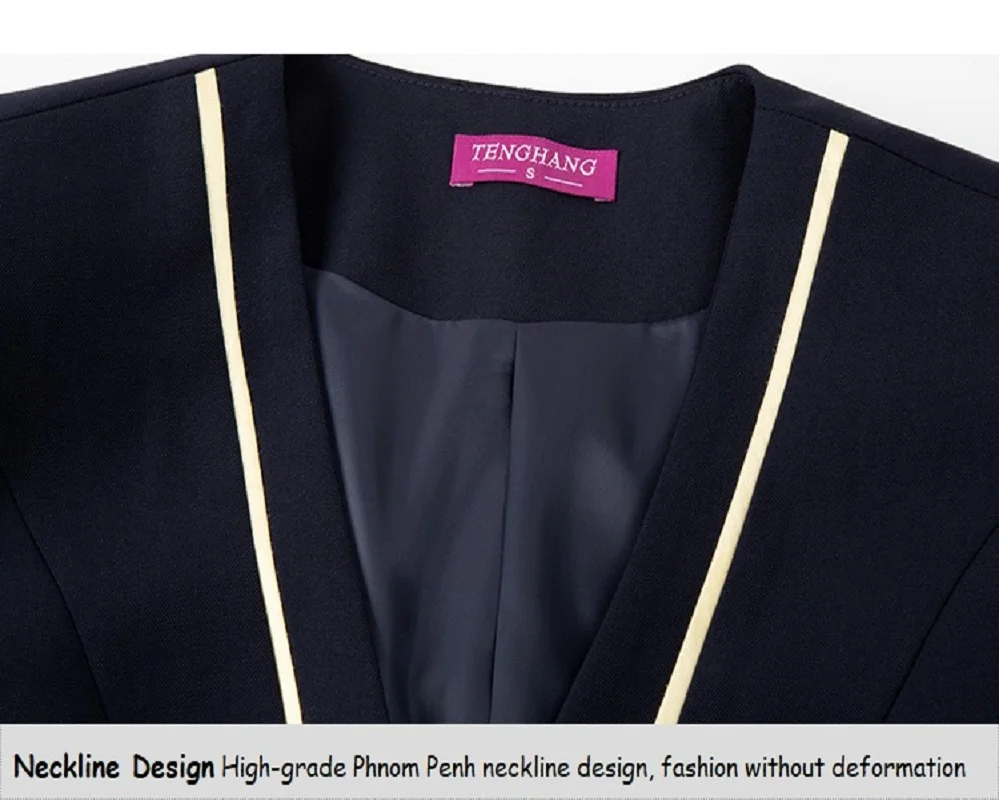 

Women's Airline Stewardess Flight Attendant Uniform Set Interview Beauty Salon Hotel Receptionist Shirt Vest Pants Coat Suit