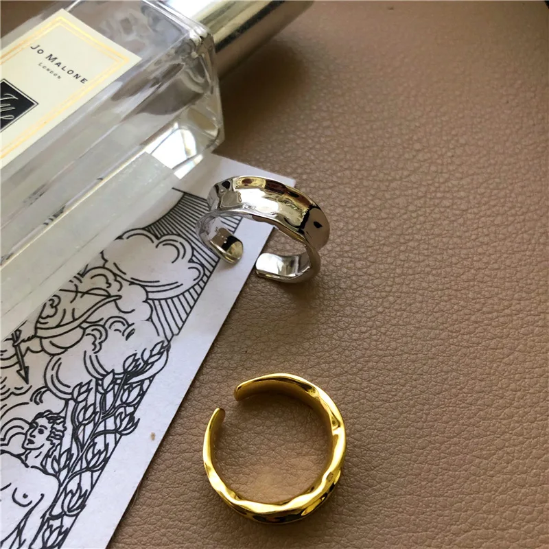 

Ins Style Silver/Gold Irregular Concave Vintage Rings For Women Girls 925 Sterling Silver Jewelry