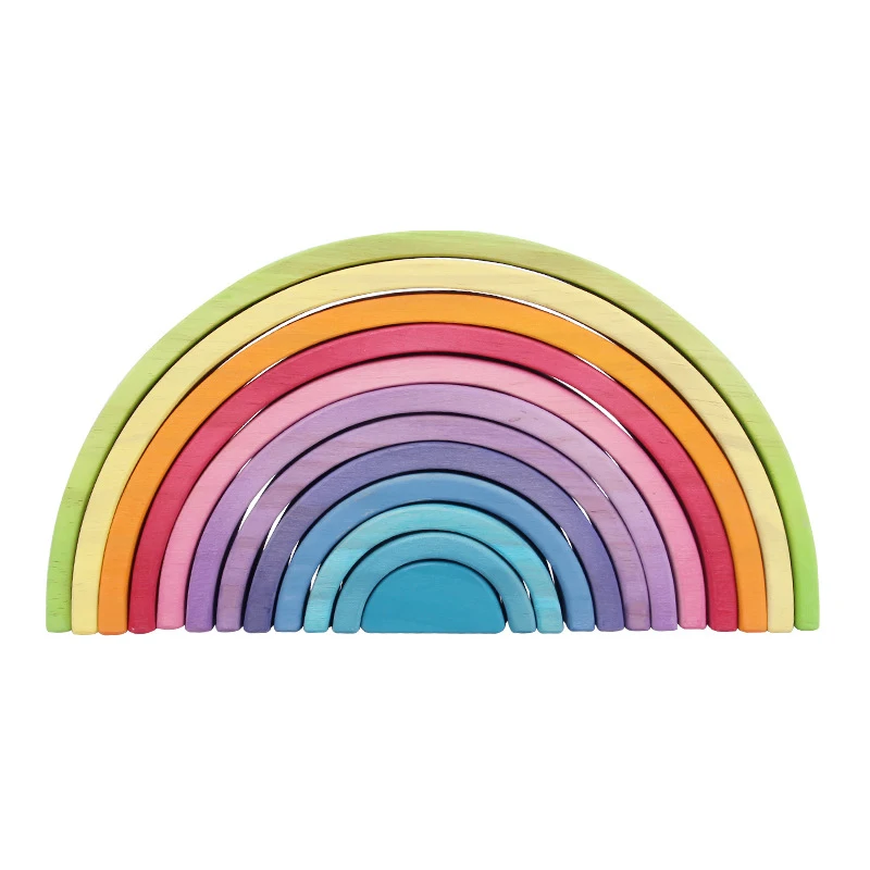 12 шт./компл. Радуга Блоки деревянные строительные блоки для дома украшения