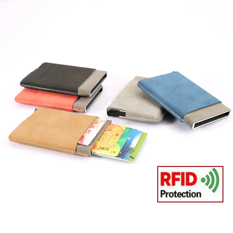 BONAMIE Алюминиевый RFID кошелек с передним задним карманом, чехол для кредитных карт, Мини Тонкий автоматический держатель для карт, унисекс