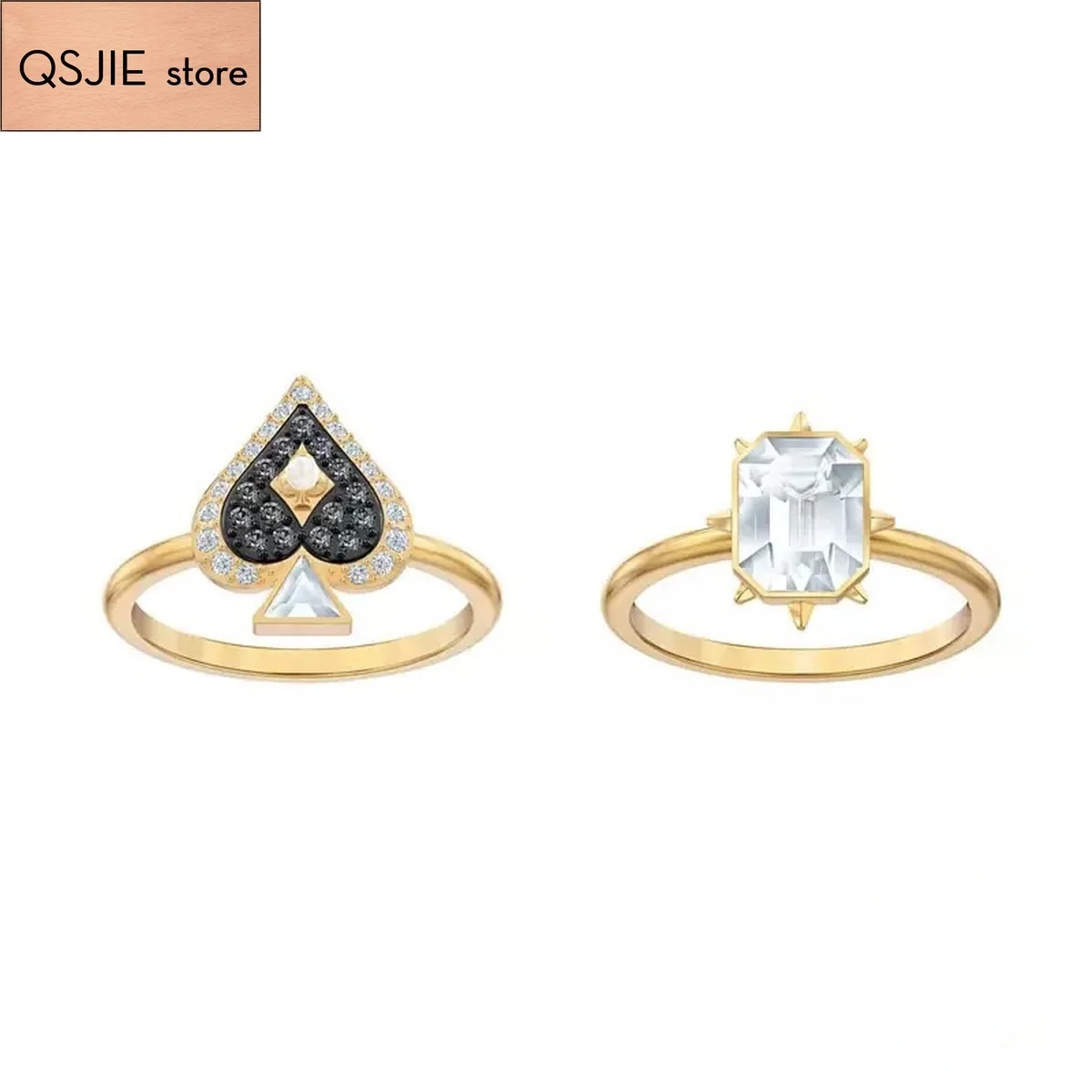 

QSJIE High quality SWA QUEEN CROWN Tarot magic black spider web crystal ring Charming fashion jewelry