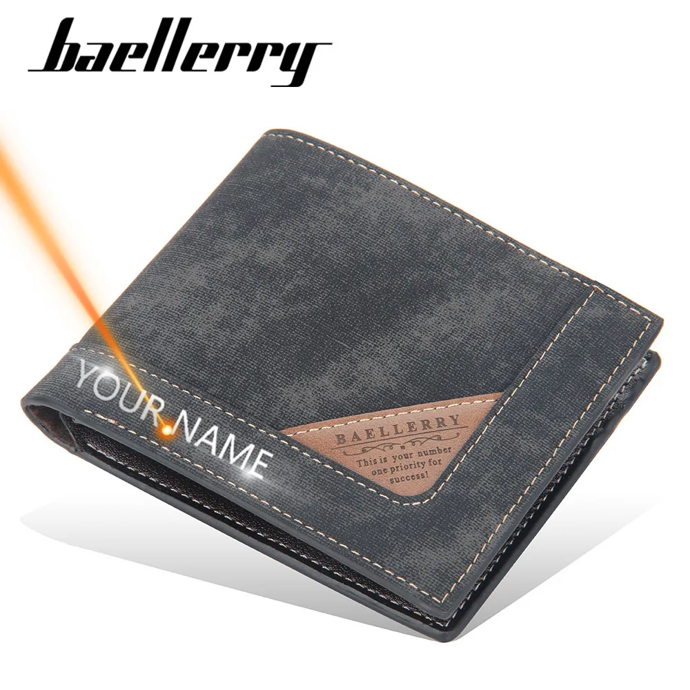 

Новинка 2021, мужские кошельки с именем на заказ, держатель для карт, высококачественный мужской кошелек, держатель для монет из искусственно...