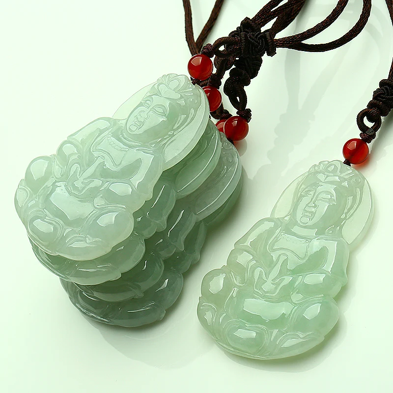 Бирманский нефритовый высококачественный атмосферный изумруд Гуаньинь кулон