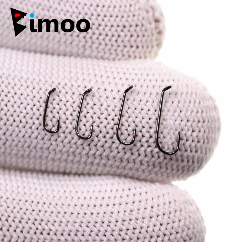 Bimoo 50 шт. Fly Fishing Сухой Fly Hook 2X Стандартный Провод Nymph Hook Черный никель отделка для завязывания мух материал размеры 14 16 18 20 22