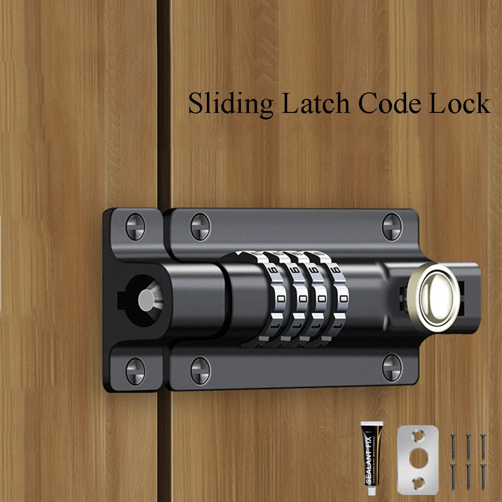 Outdoor Waterproof Door Bolt Lock Anti-theft Gate Cabinet Drawer Cupboard Wardrobe Garage Shed Sliding Password Latch Code Lock 