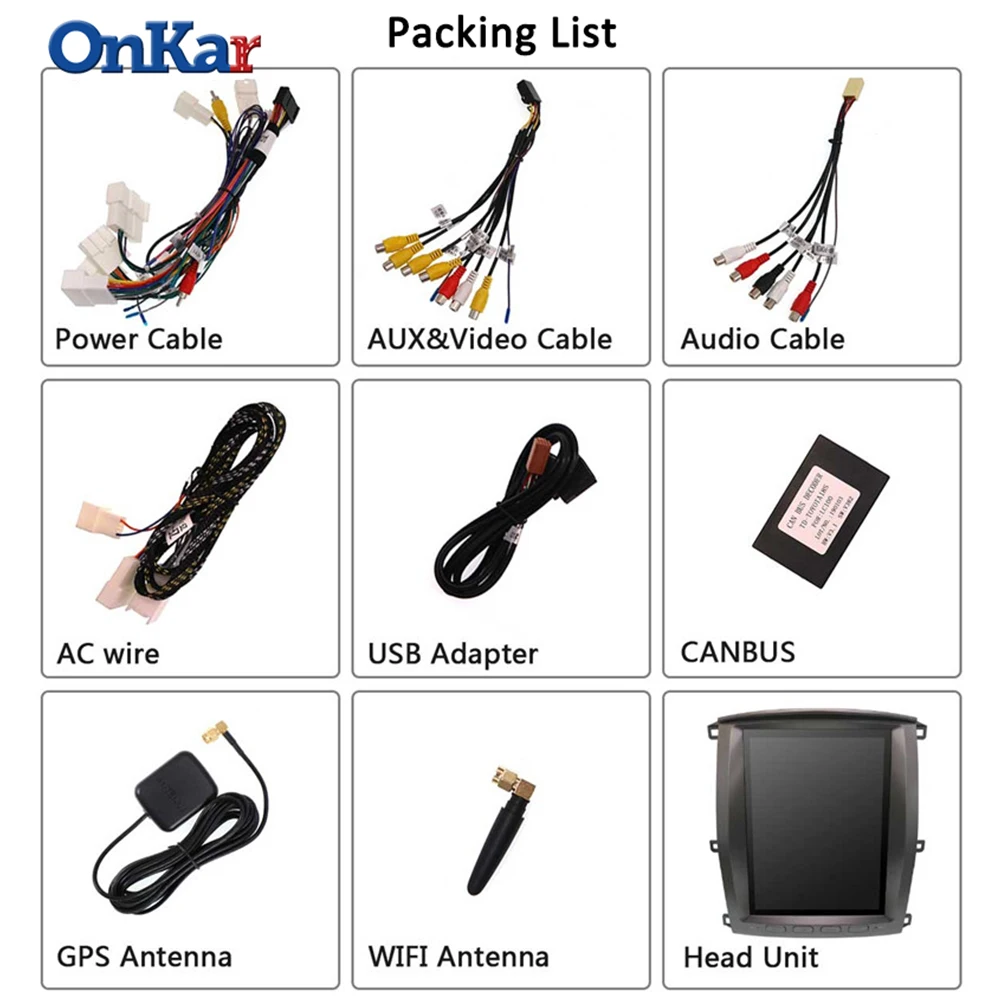 

ONKAR Car GPS Navigation For Lexus LX470 2004 2005 2006 Android 9.0 Tesla Style Radio DSP CarPlay Android Auto Voice Control