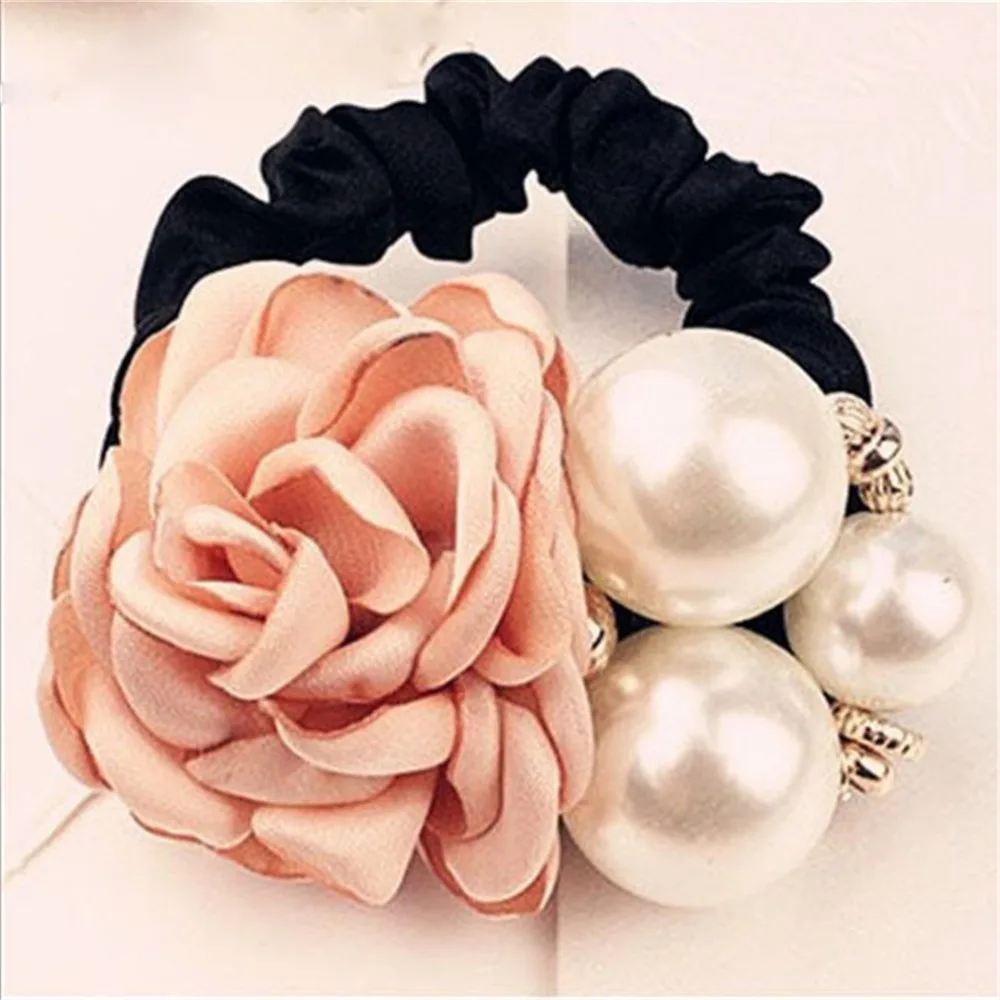 Korean Version Artificial Elegant Pearl Flower Accessories Women Fashion Elastic Hair Ropes Haaraccessoires |