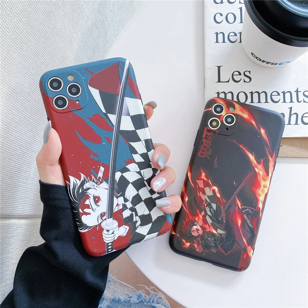 

Hot Japan Anime Kimetsu no Yaiba Phone Case for iPhone 12 11 Pro X XS Max XR 7 8 Plus Cartoon Demon Slayer Soft Silicon Cover
