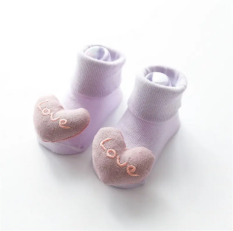 Милые носки-тапочки для малышей Нескользящие хлопковые с объемным рисунком