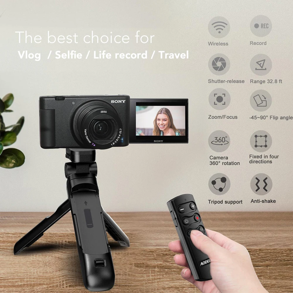 Aodelan-tripé de Controle Remoto sem Fio para Substituição Compatível com Sony Drive Rx100vii Rx0ii a9 A9ii A6400 Fx3 a1 A7siii A6600
