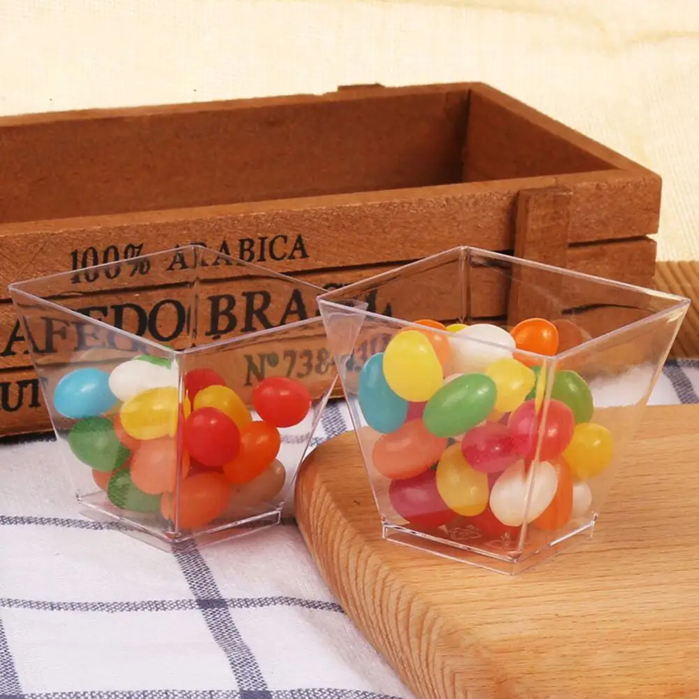 50 шт. одноразовые пластиковые чашки прозрачные трапециевидные пищевые