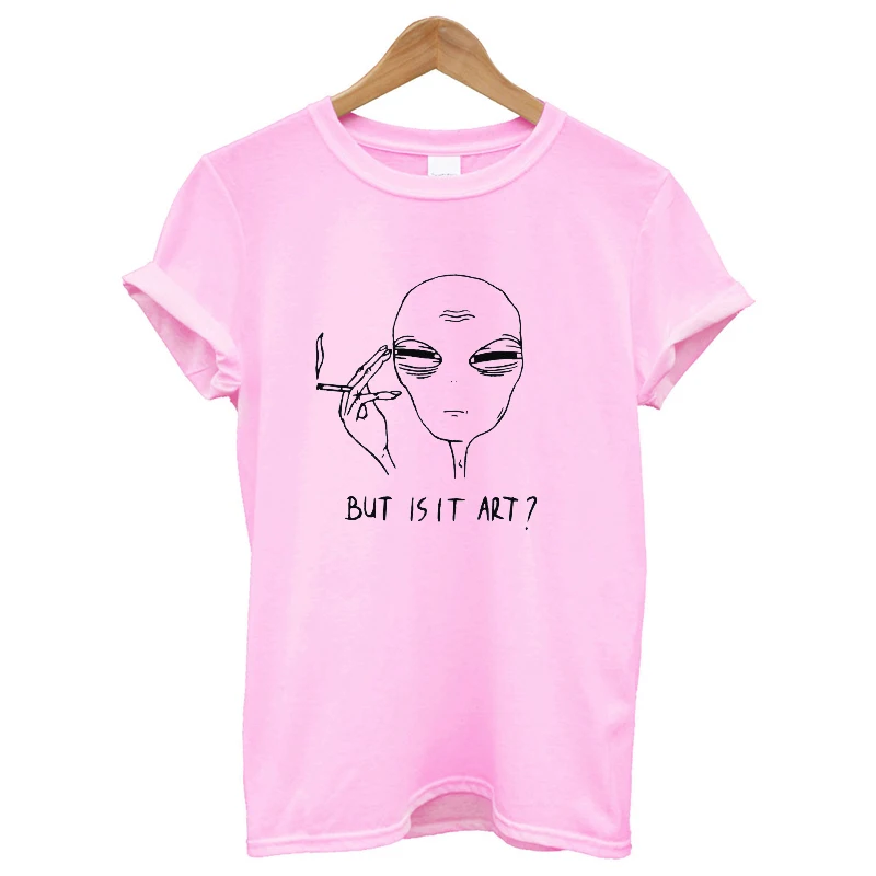 G135-Lpink Футболка с надписью But Is It Art, женская футболка с коротким рукавом и круглым вырезом, забавный рисунок, летние топы размера плюс, футболка, женская одежда - Цвет: G135-Lpink