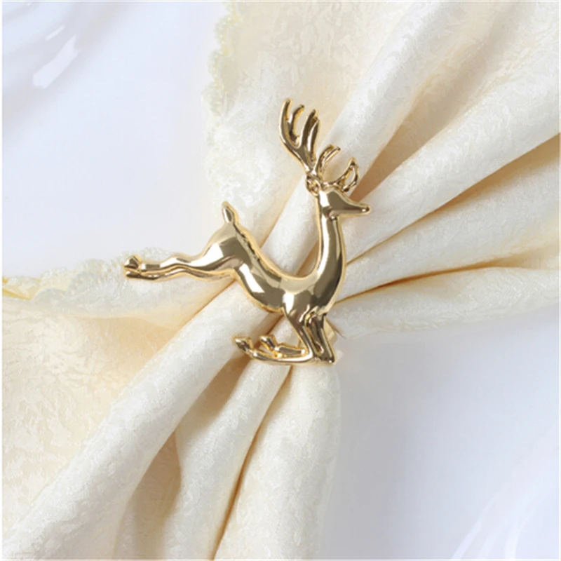 

Christmas Deer Napkin Ring Alloy Napkin Buckle Wedding Party Napkin Desktop Party Dinner Table Decoration Ring Napkin Holder