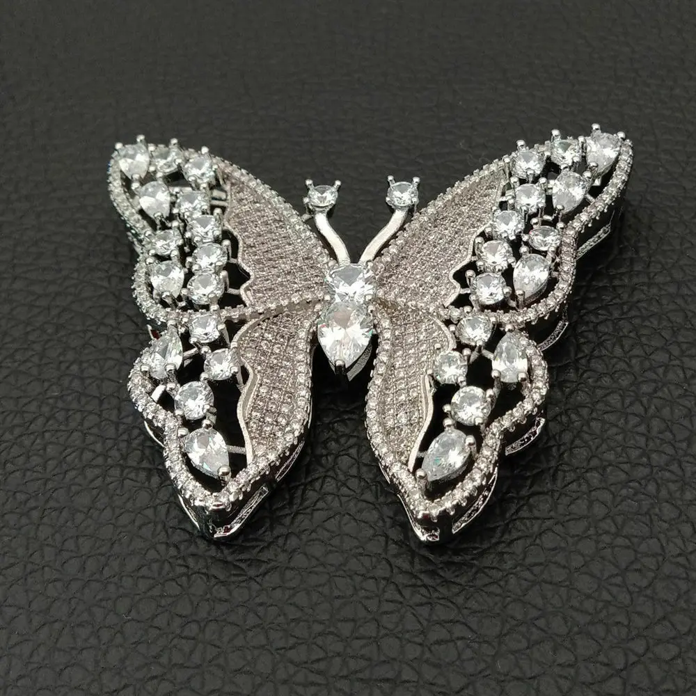 

APDGG 45X54mm gold plated cubic zircon CZ butterfly connector Micro for necklace pendant Jewelry DIY Jewelry Findings