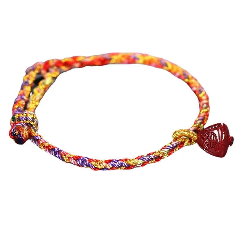 

2021 New Colorful Cinnabar Rope Hand-Woven Bracelet