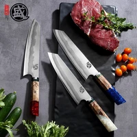 mitsumoto sakari 8 inch chef knife japanese damascus kiritsuke knife with natural resin handle handcrafted knives with gift box