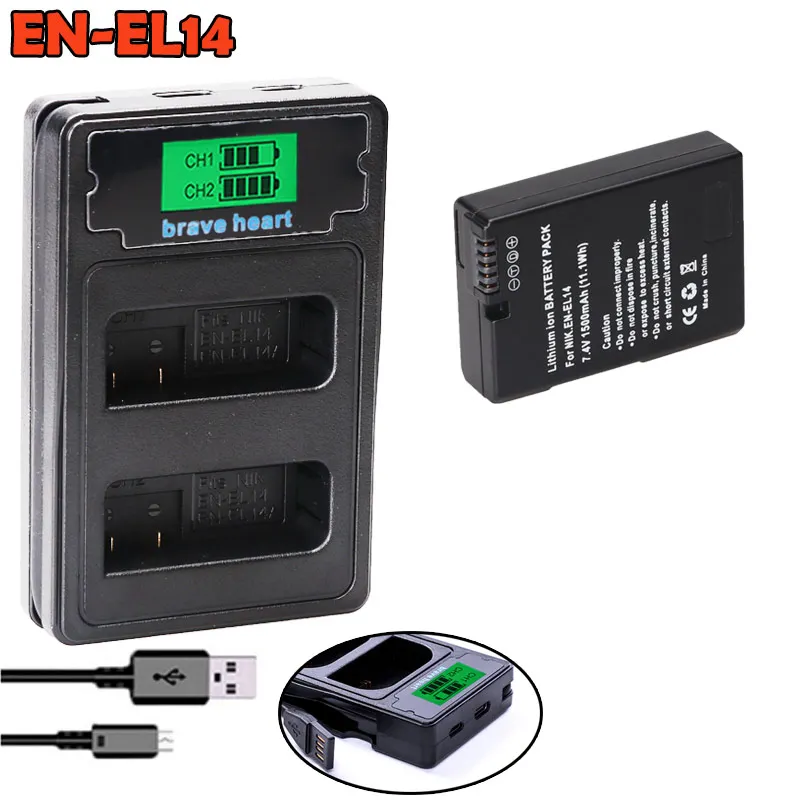 2x EN-EL14 en-el14a RU EL14 el14a Батарея декодировать bateria+ usb зарядное устройство для nikon d5300 d5200 d5100 d3100 d3200 P7100 P7800
