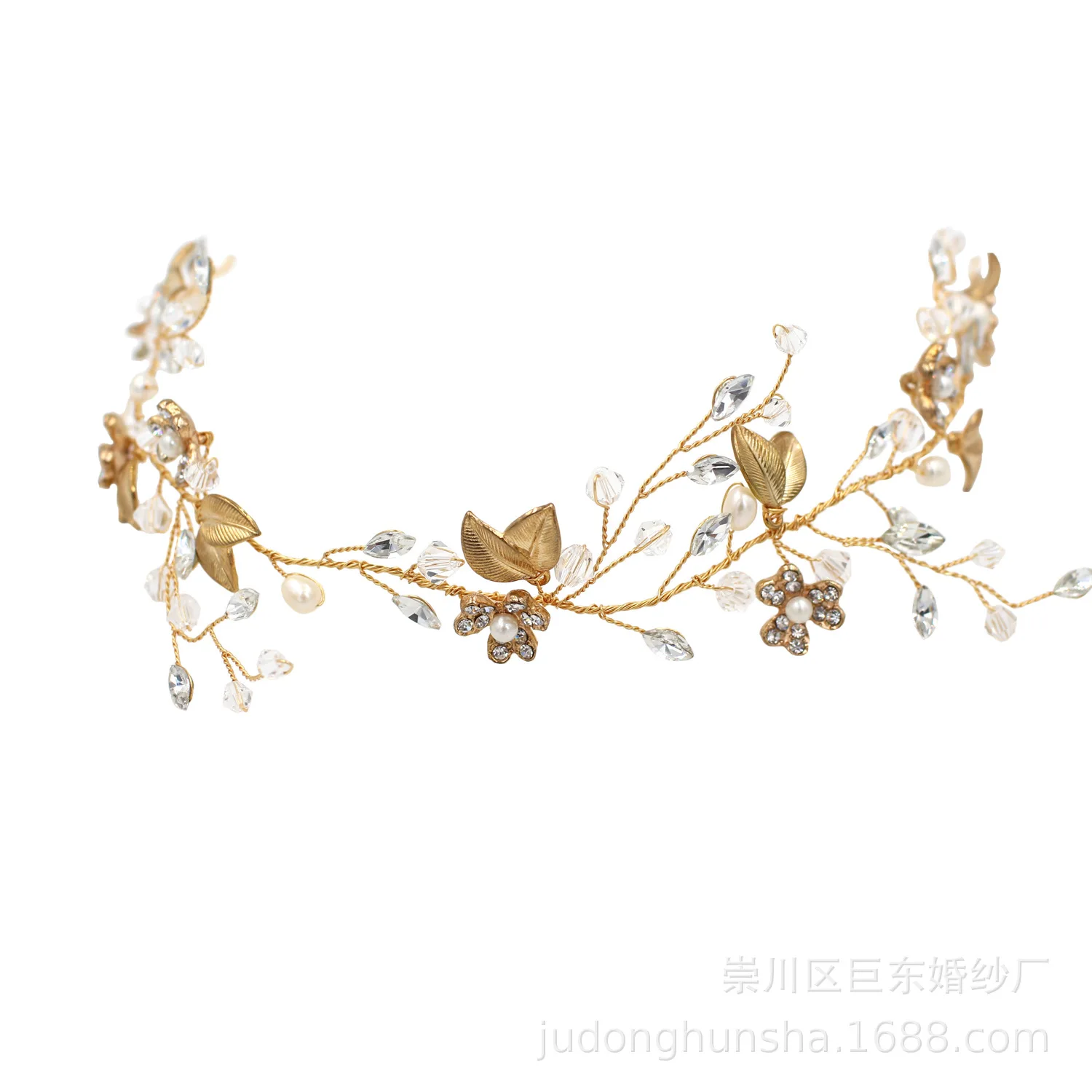 

Le Liin Leaves Bridal Tiara Sparkling Crystal Branch Headband Wedding Hair Accessories