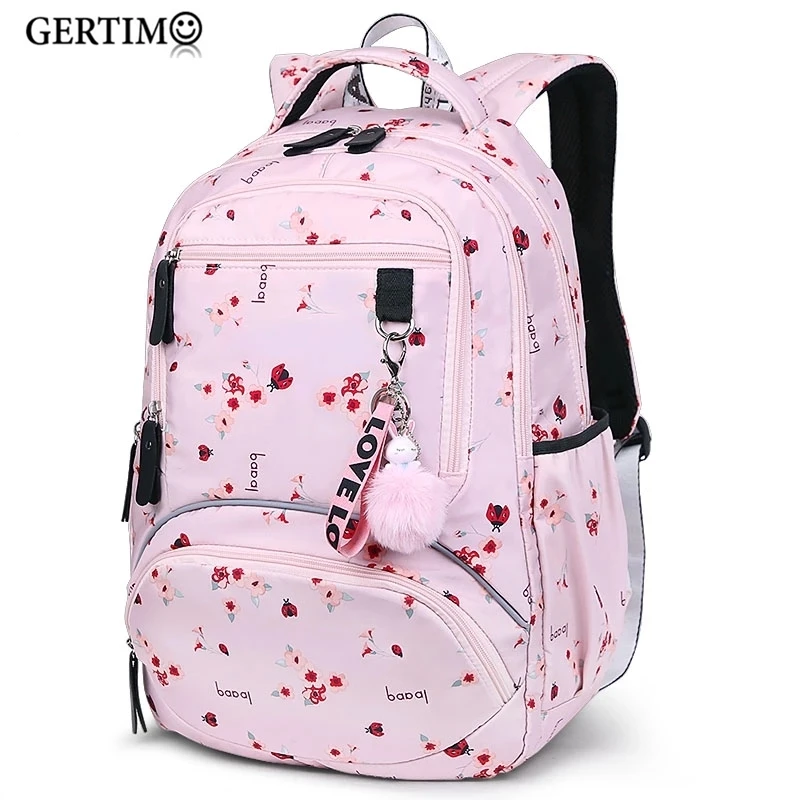 Large Capacity Waterproof Flowers Printed Schoolbag 7 Grade Primary School Orthopedic Satchel Book Bags for Teenage Kids Girls