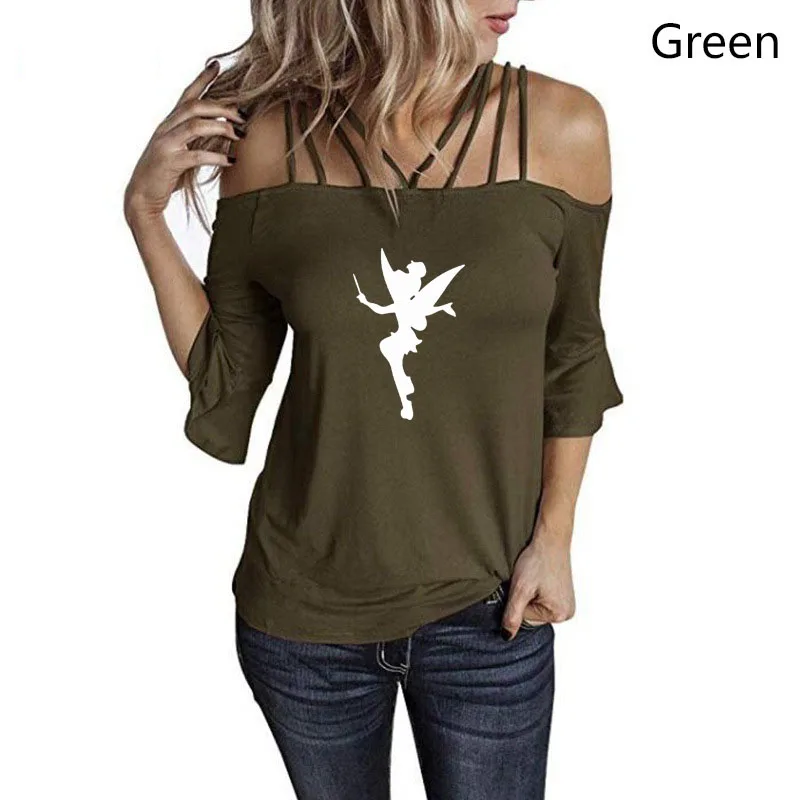 Женская летняя футболка с рукавами-колоколами и принтом |