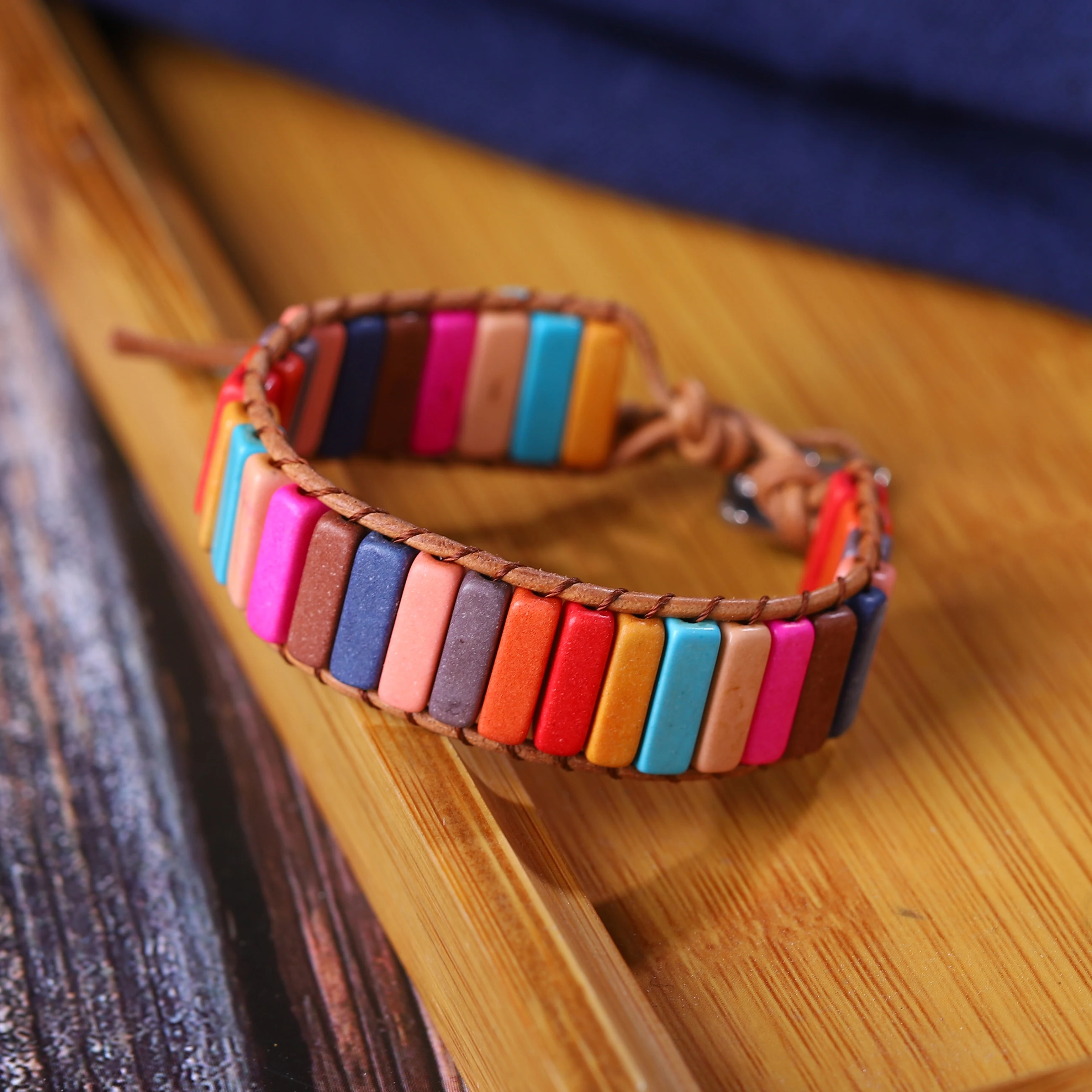 Handmade Colorful Stone Bracelets Chakra Leather Wrap Beads Yoga For Women/Men Jewelry Gift | Украшения и аксессуары