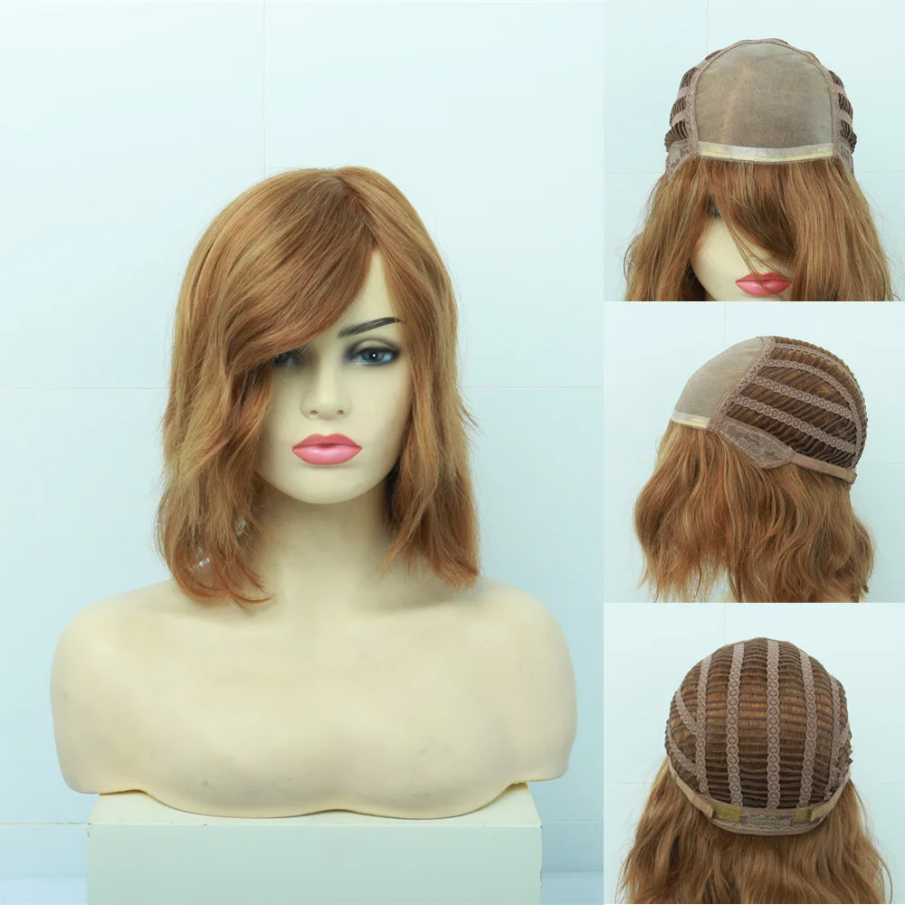 Европейский стиль человеческие волосы на шнуровке виргинские короткий парик